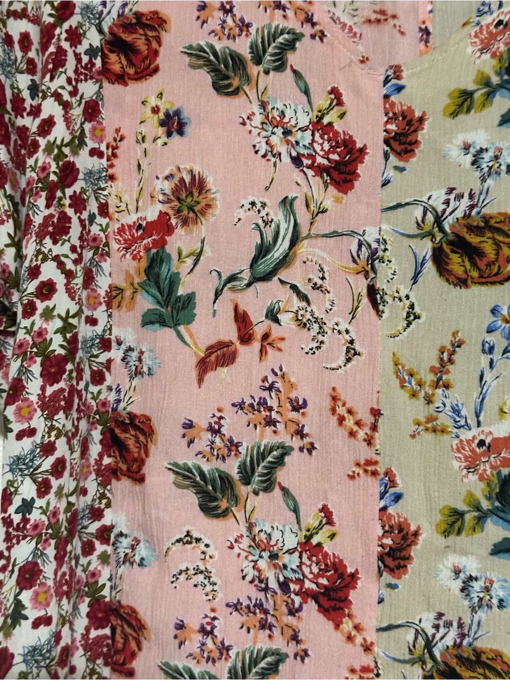 Umgee Floral Mixed Print Boho Blouse Pink Ivory Sage Size M (generous fit) - Picture 5 of 5